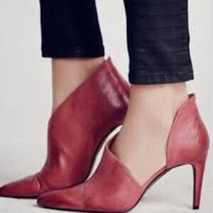 Free People Deep Red Leather Heels Size EU 40
